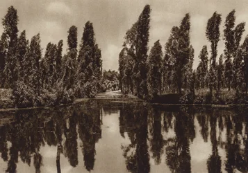 Mexico: Xochimilco met de zogenaamde "Drijvende Tuinen" (z/w foto)