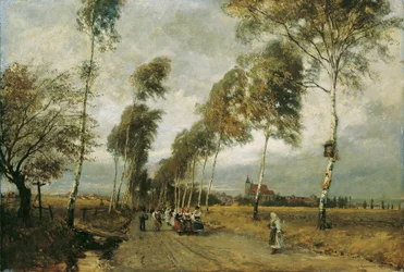 Landweg met berkenlaan