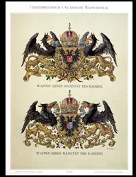 Bord met de wapens van keizer Franz Joseph I (1830-1916) en keizerin Elizabeth van Beieren (1837-98) uit 