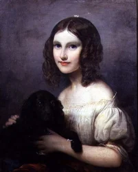 Portret van een jong meisje met haar hond