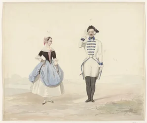 Man en vrouw in historisch kostuum, 1841
