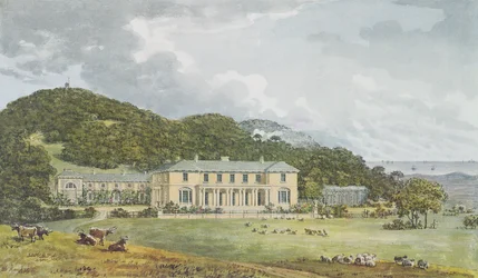 Zuidgevel met westgevel in perspectief, uit het Rode Boek voor Antony House, c.1812