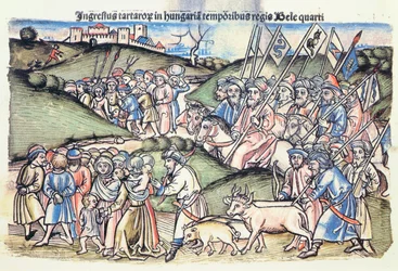 De Mongoolse invasie van Hongarije in 1241 tijdens het bewind van Béla IV