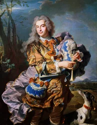 Gaspard de Gueidan speelt doedelzak, ca 1735, door Hyacinthe Rigaud. Detail. Frankrijk