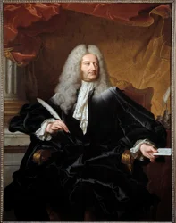 Portret van Louis Germain de Chauvelin (1685-1762), markies van Grosbois, staatssecretaris van Buitenlandse Zaken en zegelbewaarder. Schilderij door Hyacinthe Rigaud (1727)
