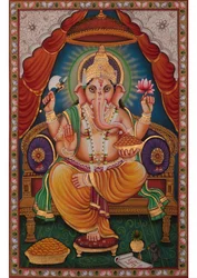 Lord Ganesha op de troon