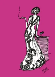 Een elegante vrouw die rookt