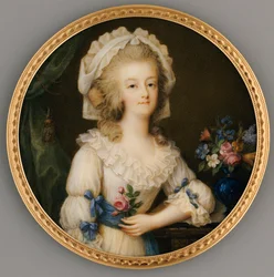 Een fijne en belangrijke miniatuur van koningin Marie-Antoinette, ca. 1780-85