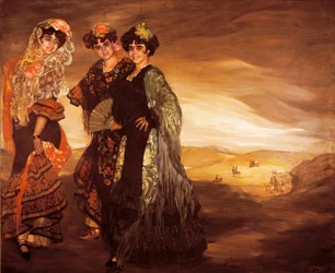 De drie neven (met de traditionele Spaanse kostuums van dansers) c.1903