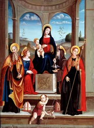 Madonna met het kind en de heiligen Benedictus van Nursia, Justine, Placide en Scholastica