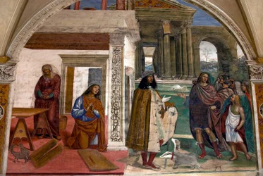 Het leven van Sint Benedictus, Scène 3: Benedictus repareert een gebroken vergiet door gebed