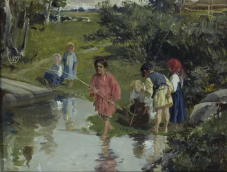 Kinderen vissen, 1882
