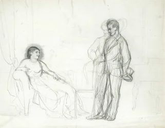 Adelina Patti (1843-1919) als Violetta in de opera La traviata door Giuseppe Verdi door Repin, Ilya Yefimovich (1844-1930), Eind 1860s-Begin 1870s - Potlood op papier - Constantijnpaleis, St. Petersburg