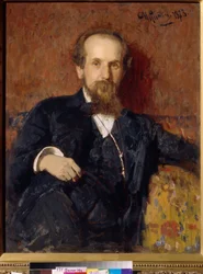 Portret van de kunstenaar Pavel Petrovich Chistyakov (1832-1919), schilderij van Ilya Yefimovich Repin (1844-1930), olie op doek