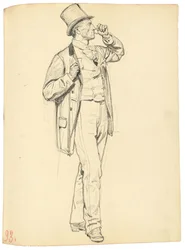Studie voor "Een Parijse Café": Staande Man met Opgeheven Arm, ca. 1872-1875