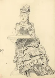 Vrouw Zittend aan een Cafétafel, ca. 1872-1875