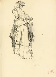 Vrouw in jurk van achteren, c. 1872-1875