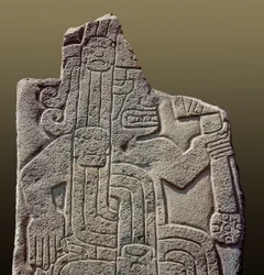 Inca-beschaving: reliëf dat een krijger voorstelt (steen)
