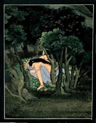 Krishna omhelsd door Radha, ca. 1775