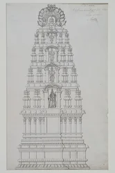 Een vijf verdiepingen tellende gopuram