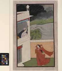 Een dame komt naar het huis van haar geliefde in een regenstorm