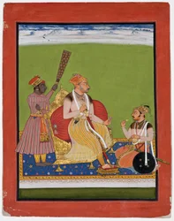 Bhao Singh op de troon met een edelman aan zijn voeten, c.1680