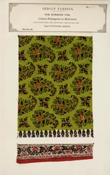 Katoenen palempore of bedekmonster uit Futtygurgh in Bengalen, uit The Collection of the Textile Manufacturers of India, door John Forbes Watson, gepubliceerd in 1866