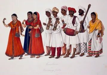Dansende meisjes en muzikanten, ca. 1828