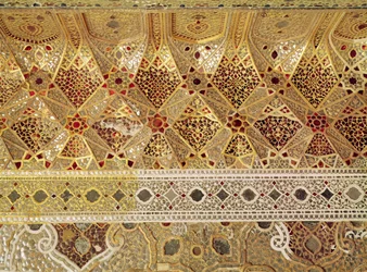 Detail van de Spiegelgalerij, Sheesh Mahal, Lahore Fort