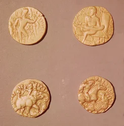 Dinars van Samudragupta (335-375) en Kumargupta I (415-454)