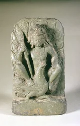 Figuur van Skanda met zijn pauw, Punjab-heuvels
