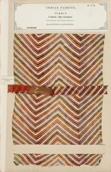 Fijn katoenen tulbandmonster uit Jeypoor in Rajpootana, uit The Collection of the Textile Manufacturers of India, door John Forbes Watson, gepubliceerd in 1866