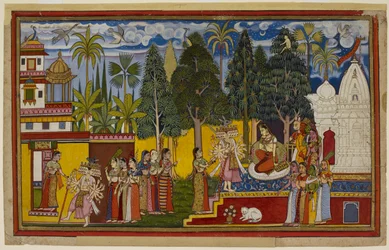 Vanaf een Shingshapa boom ziet Hanumān Sītā omringd door vrouwelijke titanen als Rāvaṇa aankomt en haar smeekt met hem te trouwen.