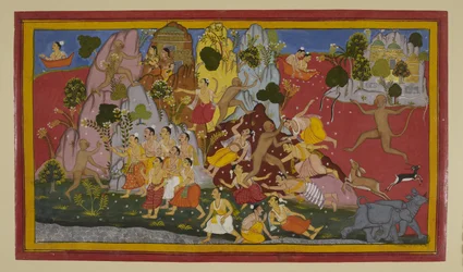 Hanumān vecht tegen gandharva
