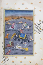Jachtscène, Rajasthani miniatuurschildering