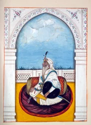 Jemadar Khushyal Singh, uit Het Koninkrijk van Punjab, zijn Heersers en Hoofden, deel II, een volume van 30 aquarelstudies door een onbekende Indiase kunstenaar, ca. 1840