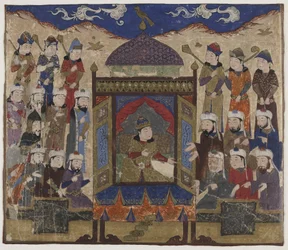 Khusraw Parviz gezeten op de Takht-i Taqdis, ca. 1425-50