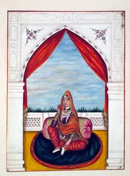 Maharani Chand Kaur, uit Het Koninkrijk van Punjab, zijn Heersers en Hoofden, deel I, een deel van 27 aquarelstudies door een onbekende Indiase kunstenaar, ca. 1840