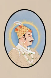Miniatuurschilderij van Maharaja Pratap Singh Kishangarh