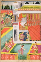 Miniatuurschilderij ter viering van de geboorte van een kind, mogelijk Aurangabad, Deccan