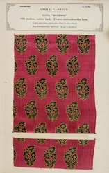 Mushroo satijnmonster uit Hyderabad in Deccan, uit De Collectie van de Textielfabrikanten van India, door John Forbes Watson, gepubliceerd in 1866