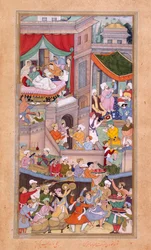 Astrologen die horoscopen maken tijdens de vieringen voor de geboorte van Timur (1336) door Surdas Gujarati