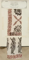 Gedrukt katoenen palampore of bedekkingmonster uit Masulipatam in Madras, uit De Collectie van de Textielfabrikanten van India, door John Forbes Watson, gepubliceerd in 1866