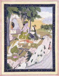 Rama en Sita met Lakshman, ca. 1800