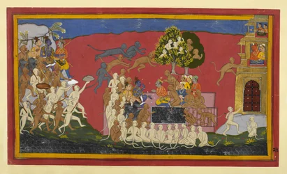 Rāma stuurt Aṅgada om Rāvaṇa uit te dagen als de apen Laṅkā naderen