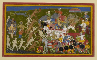 Rāvaṇa rukt op tegen de apen, Rāma en Lakṣmaṇa wachten in reserve