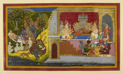 Rāvaṇa beveelt Kumbhakarṇa te wekken; Rāma en de leiders verzorgen Lakṣmaṇa