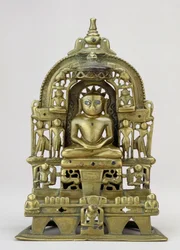 Zittend beeld van de Jain Tirthankara Kuntanatha, Vasantagarh, Zuid-Rajasthan, 1476