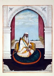 Sirdar Atr Singh, uit Het Koninkrijk van Punjab, zijn Heersers en Hoofden, deel II, een deel van 30 aquarelstudies door een onbekende Indiase kunstenaar, ca. 1840
