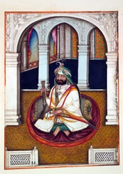 Sirdar Lehna Singh, uit Het Koninkrijk van Punjab, zijn Heersers en Hoofden, deel I, een deel van 27 aquarelstudies door een onbekende Indiase kunstenaar, ca. 1840